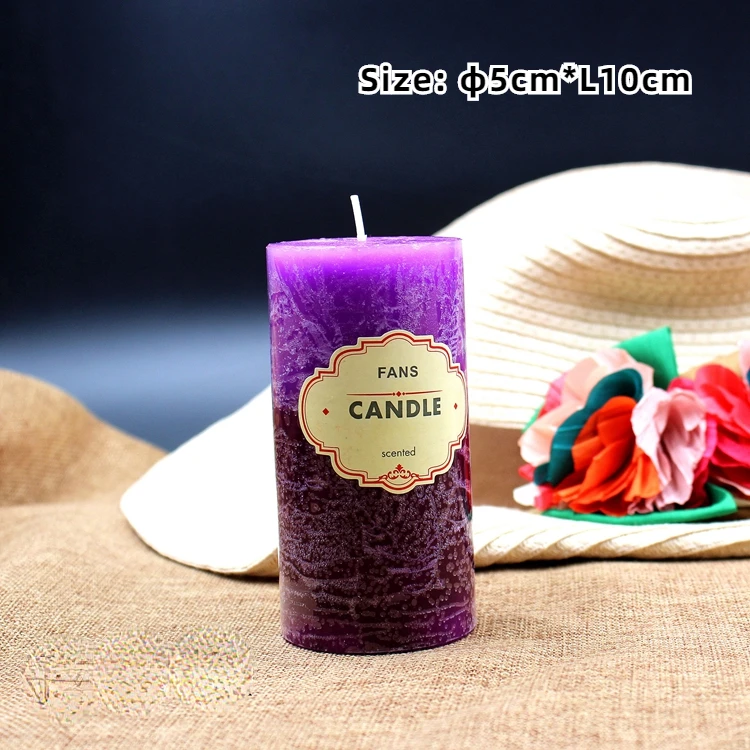 bougie pilier violette artisanale